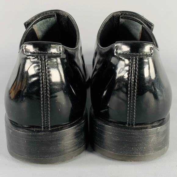 PRADA Size 10 Black Patent Leather Hook Loop Loafers main image 8
